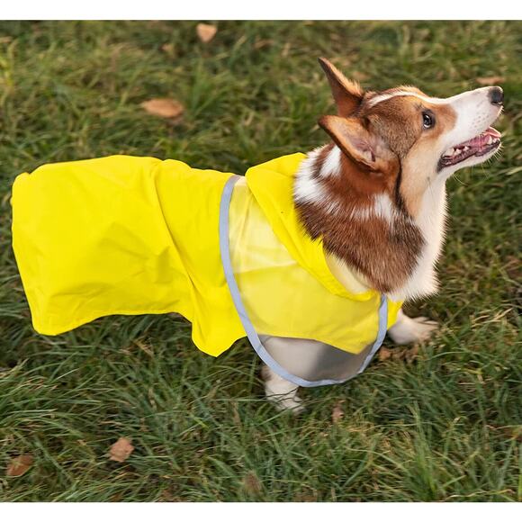 Waterproof Pet Dog Rain Coat Reflective Coat Vest Jacket Hooded Raincoat Clothes - Picture 8 of 11